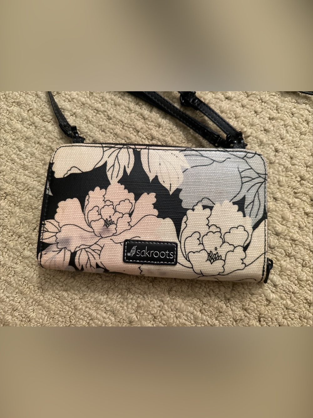 Sakroots Pink and Black Floral Crossbody